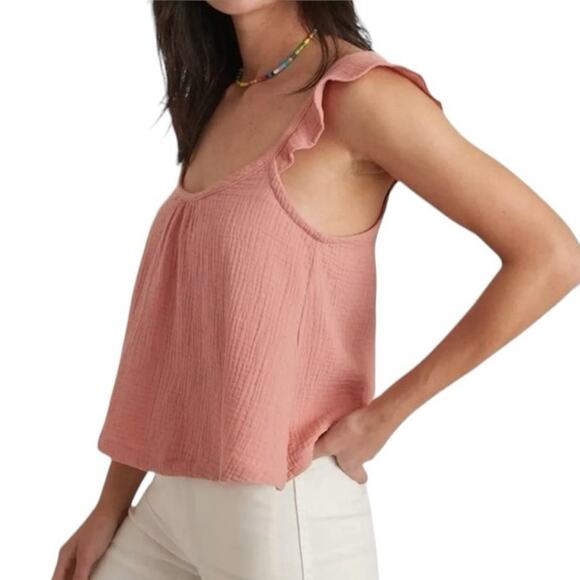 MARINE LAYER Women’s Jude Flutter Sleeve Gauze Tank Top Rosette Pink-Size M‎ - Picture 2 of 7